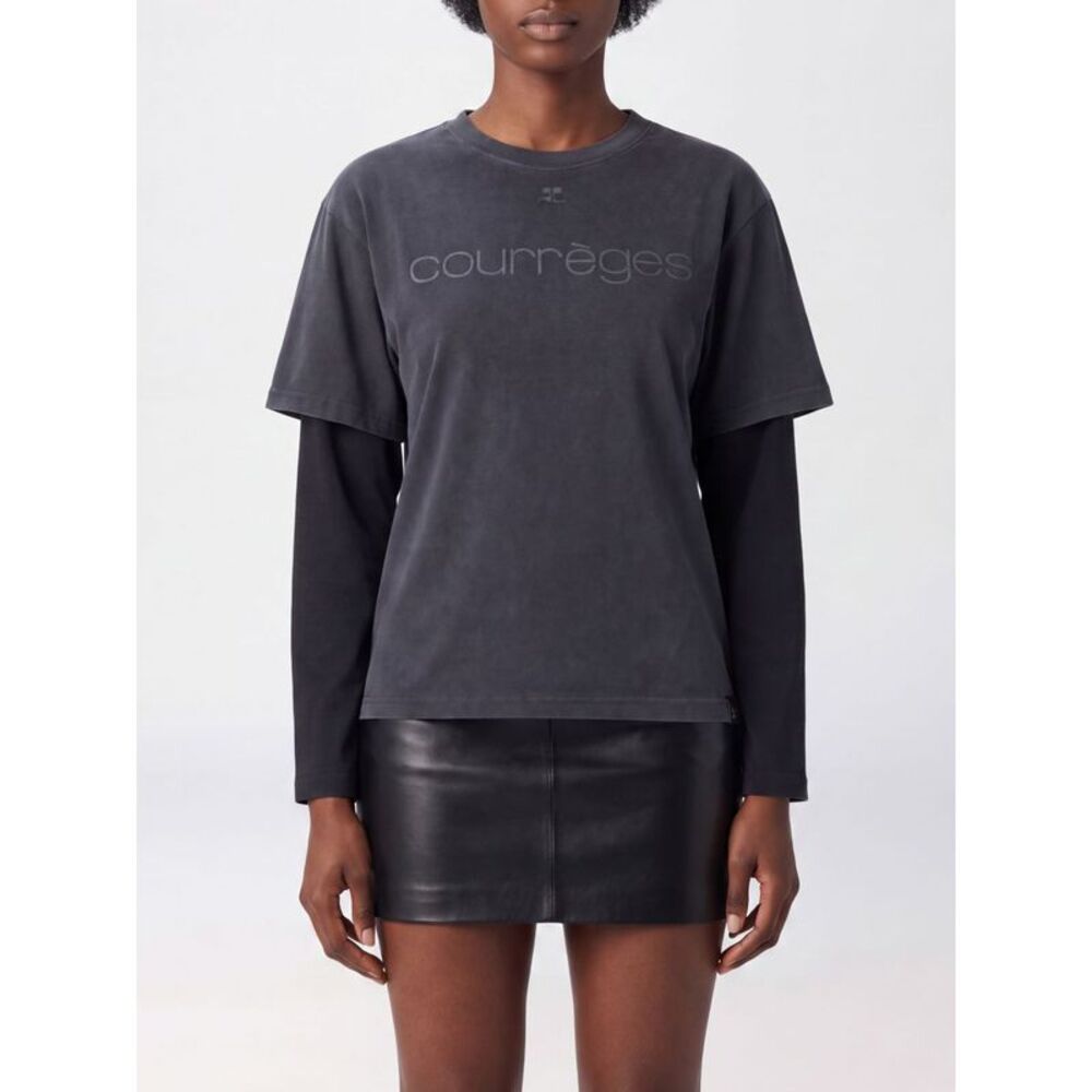 Courreges Women Courri¨Ges Long-Sleeved Cotton T-Shirt With Tone-On-Tone Logo